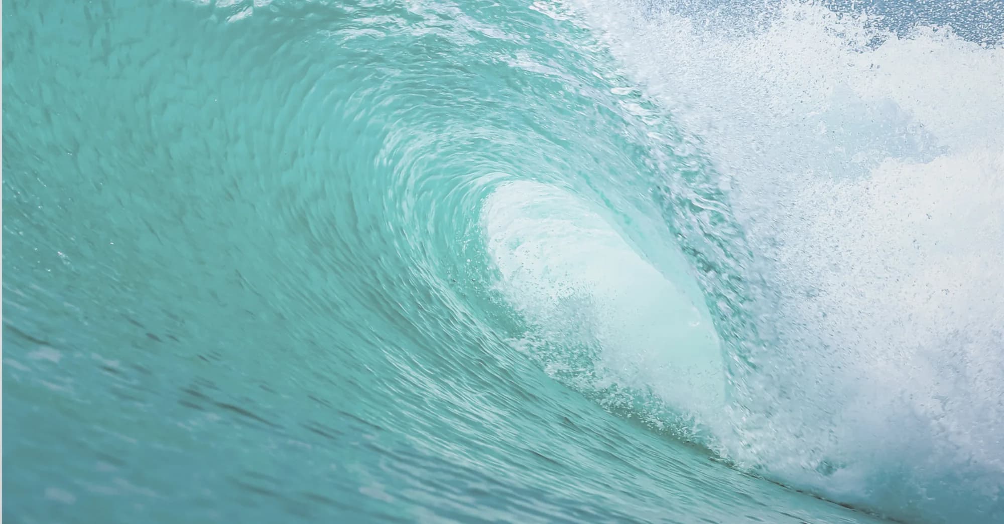 A breaking ocean wave curling into a barrel